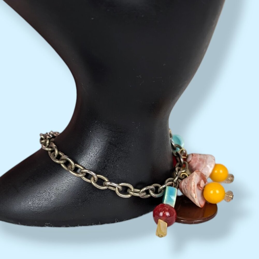 Blue & Pink Dangling Beaded Bracelet - Picture 2 of 5